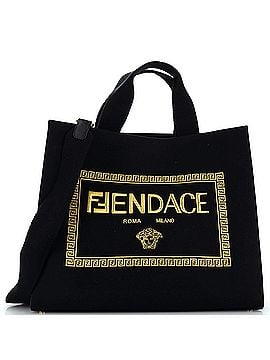 Fendi x Versace Fendace Convertible Shopping Tote (Outlet) Embroidered Canvas Large (view 1)