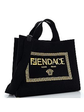 Fendi x Versace Fendace Convertible Shopping Tote (Outlet) Embroidered Canvas Large (view 2)