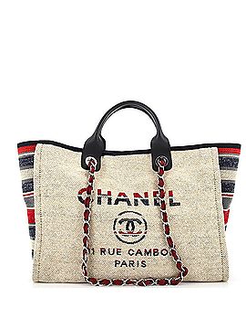 Chanel Deauville Tote Canvas with Striped Detail Medium (view 1)