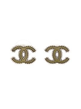 Chanel CC Stud Earrings Metal with Enamel (view 1)