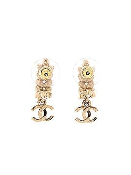 Chanel CC Sparkling Wheat Dangle Earrings Metal with Crystals (view 2)