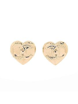 Chanel CC Turnlock Heart Stud Earrings Metal (view 1)