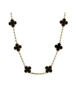 Van Cleef & Arpels Vintage Alhambra 10 Motifs Necklace 18K Yellow Gold and Onyx (view 1)