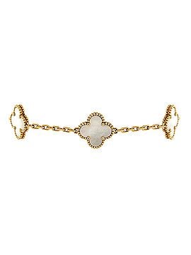 Van Cleef & Arpels Vintage Alhambra 5 Motifs Bracelet 18K Yellow Gold and Mother of Pearl (view 1)
