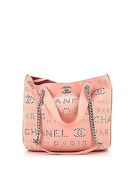 Chanel Logo Eyelets Shopping Tote Perforated Calfskin Small (view 1)