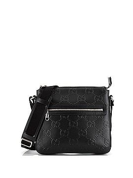 Gucci Front Zip Messenger Bag GG Embossed Leather Small (view 1)