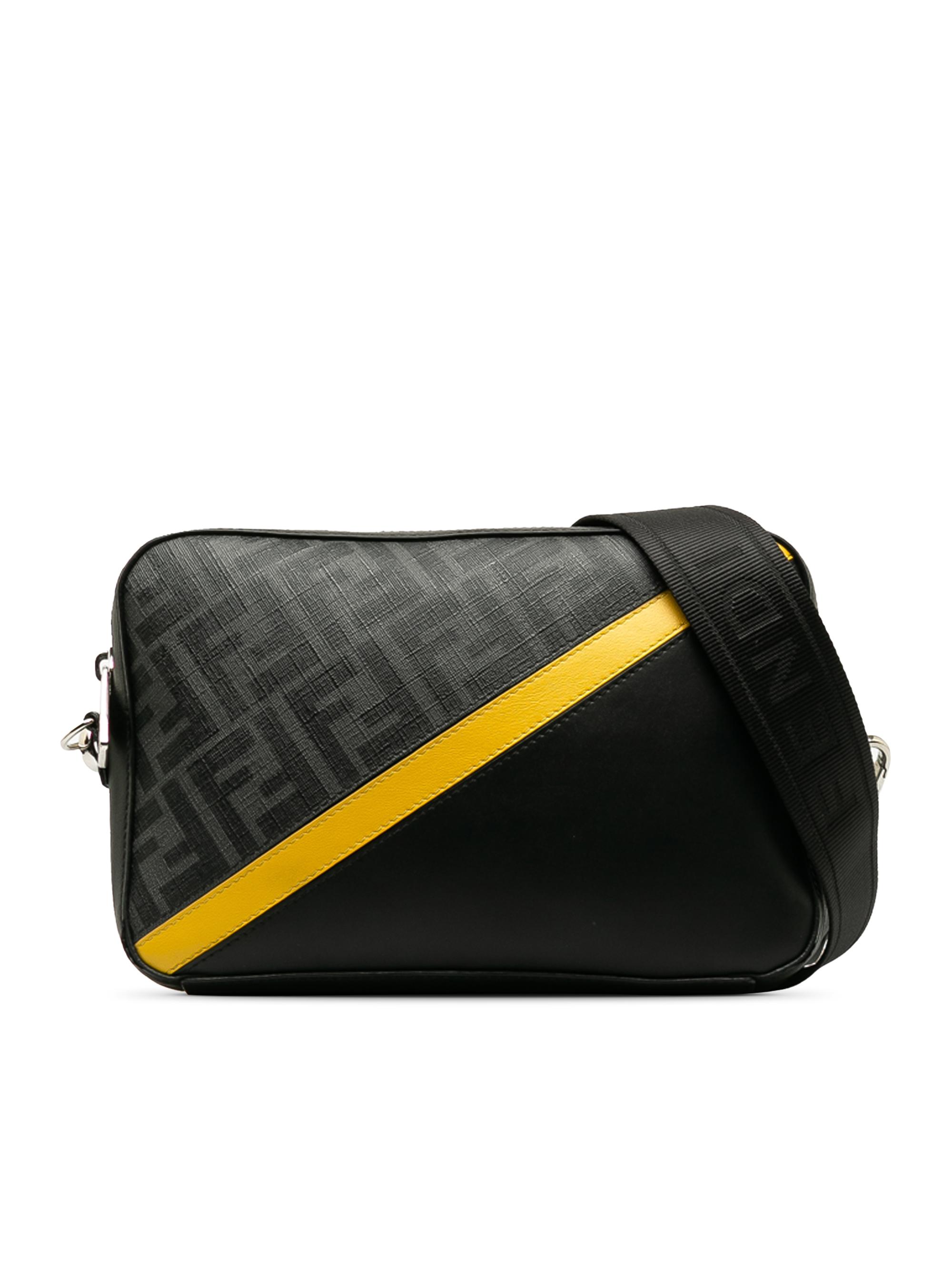 Fendi 100 Coated Canvas Black Fendi Diagonal Camera Case Crossbody Bag