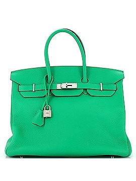 Hermès Birkin Handbag Green Clemence with Palladium Hardware 35 (view 1)