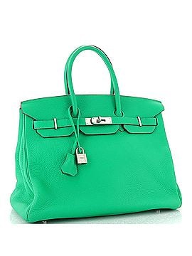 Hermès Birkin Handbag Green Clemence with Palladium Hardware 35 (view 2)