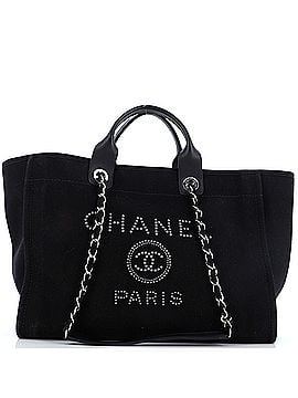 Chanel Deauville Tote Pearl Embellished Canvas Medium (view 1)