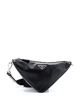 Prada Triangle Logo Zip Crossbody Bag Soft Leather Small (view 1)