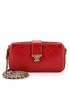 Chanel CC Box Turn Lock Double Zip Clutch with Chain Quilted Calfskin (view 1)