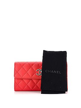 Chanel Textured CC Flap Wallet Quilted Caviar Long (view 2)