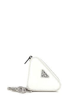 Prada Triangle Pouch Bag with Chain Brushed Leather Mini (view 1)