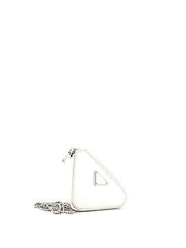 Prada Triangle Pouch Bag with Chain Brushed Leather Mini (view 2)