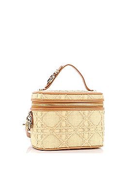 Christian Dior DiorTravel Convertible Vanity Case Cannage Embroidered Raffia with Leather Small (view 2)
