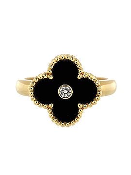 Van Cleef & Arpels Vintage Alhambra Ring 18K Yellow Gold with Onyx and Diamond (view 1)
