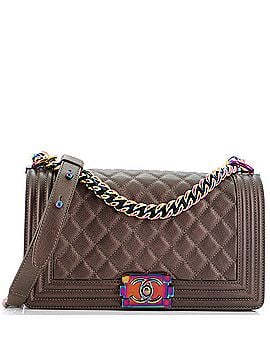 Chanel Boy Flap Bag Quilted Iridescent Goatskin Old Medium (view 1)