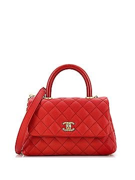 Chanel Coco Top Handle Bag Quilted Caviar with Lizard Mini (view 1)