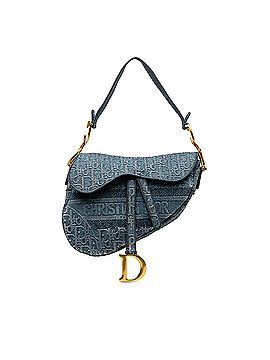 Dior Oblique Denim Saddle Bag (view 1)