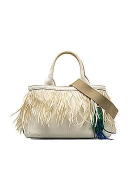 Prada Feather-Trimmed Canapa Satchel (view 1)