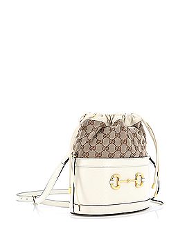 Gucci Horsebit 1955 Bucket Crossbody Bag Leather and GG Canvas Small (view 2)