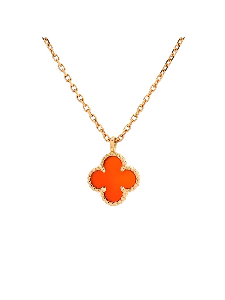 Van Cleef & Arpels 100% 18k Rose Gold Sweet Alhambra Pendant Necklace 18K Rose Gold and Carnelian One Size - photo 1