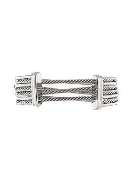 David Yurman Three Row Crossover Cuff Bracelet Sterling Silver with Diamonds 23mm (view 2)