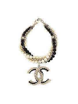 Chanel Twisted Multi Strand Twisted CC Pendant Bracelet Necklace Metal with Faux Pearls and Beads XL (view 2)
