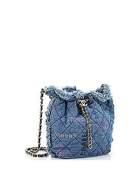 Chanel Denim Mood Chain Bucket Bag Logo Printed Quilted Fringe Denim Medium (view 2)