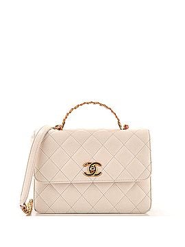 Chanel Logo Links Top Handle Flap Bag Quilted Calfskin Small (view 1)