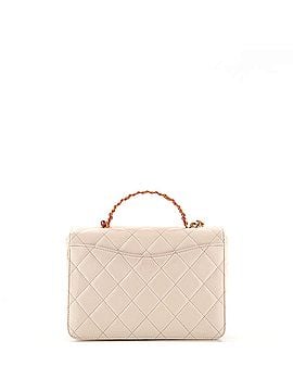 Chanel Logo Links Top Handle Flap Bag Quilted Calfskin Small (view 2)
