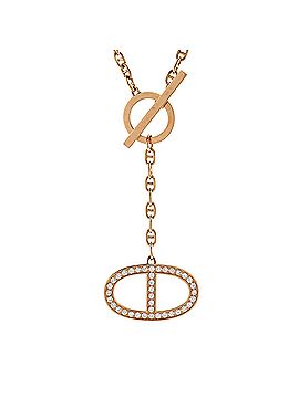Hermès Chaine d'Ancre Contour Pendant Necklace 18K Rose Gold with Diamonds Large (view 1)
