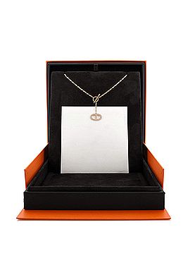 Hermès Chaine d'Ancre Contour Pendant Necklace 18K Rose Gold with Diamonds Large (view 2)