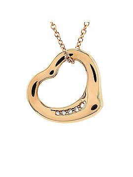 Tiffany & Co. Elsa Peretti Open Heart 5 Diamonds Pendant Necklace 18K Rose Gold with Diamonds (view 1)