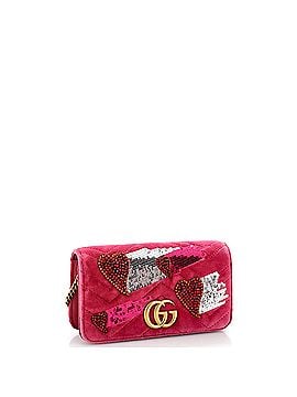 Gucci GG Marmont Heart Chain Flap Bag Sequin Embellished Matelasse Velvet Mini (view 2)
