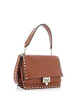 Valentino Garavani Rockstud Flip Lock Flap Top Handle Bag Leather Small (view 2)