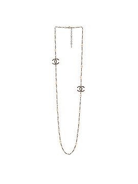 Chanel CC Station Long Necklace Metal with Faux Pearls and Crystals (view 2)