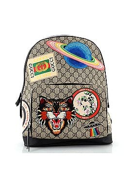 Gucci Courrier Zip Pocket Backpack GG Coated Canvas with Applique Medium (view 1)
