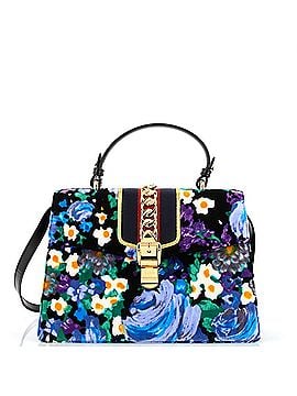 Gucci Sylvie Top Handle Bag Printed Velvet Medium (view 1)