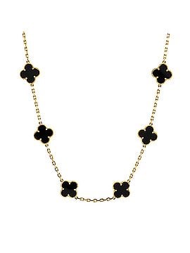 Van Cleef & Arpels Vintage Alhambra 10 Motifs Necklace 18K Yellow Gold and Onyx (view 1)