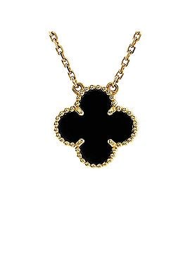 Van Cleef & Arpels Vintage Alhambra Pendant Necklace 18K Yellow Gold and Onyx (view 1)