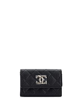 Chanel Textured CC Flap Card Case Quilted Caviar (view 1)