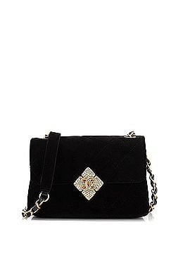 Chanel Diamond Lock CC Flap Bag Quilted Velvet with Crystals Mini (view 1)