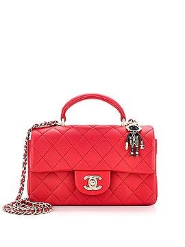 Chanel Classic Single Flap Top Handle Bag Quilted Lambskin with Lion Charm Mini (view 1)