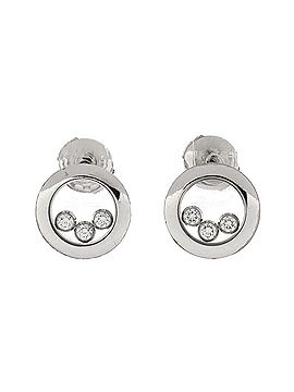 Chopard Happy Diamonds Icon Round Stud Earrings 18K White Gold with 3 Floating Diamonds (view 1)