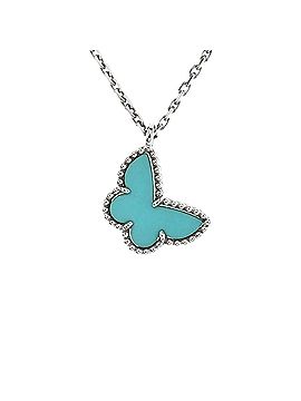 Van Cleef & Arpels Sweet Alhambra Butterfly Pendant Necklace 18K White Gold with Turquoise (view 1)