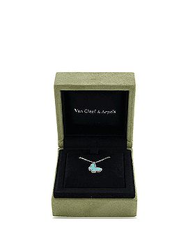 Van Cleef & Arpels Sweet Alhambra Butterfly Pendant Necklace 18K White Gold with Turquoise (view 2)