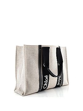 Chloé Woody Tote Canvas with Leather Large (view 2)