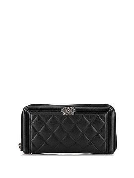 Chanel Boy Zip Around Wallet Quilted Caviar Long (view 1)